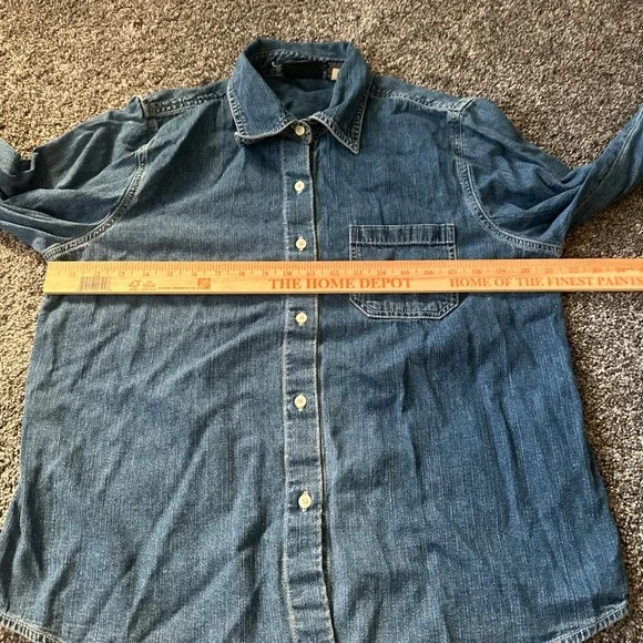 Vintage Gap Shirt Mens Large Blue Denim Button‎ Down Grunge Casual 90s Y2K - Picture 9 of 14